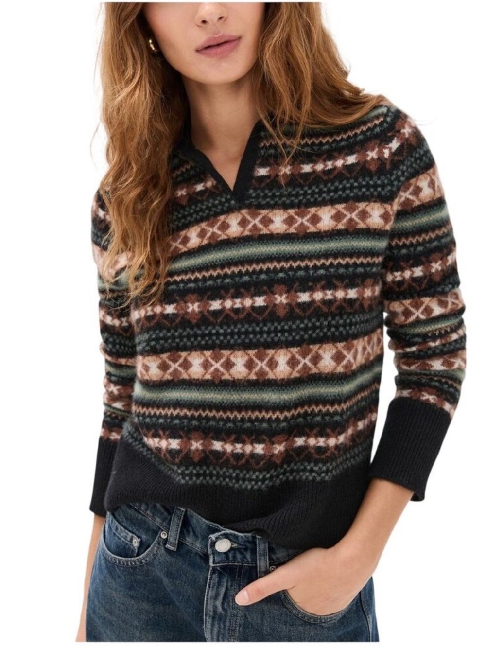Vince • Fair Isle Cashmere Polo Sweater